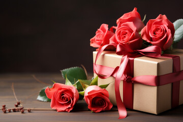 red roses and box