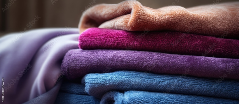 Poster pilled colorful woolen blanket closeup woolen blanket with lint pilling woolen product after washing