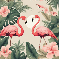  flamingo, bird, pink, animal, vector, nature, illustration, love