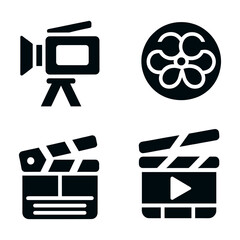 Movie vector icon set. Cinema illustration symbol collection. Entertainment sign or logo - 690225910