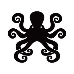 octopus silhouette design. sea animal with tentacle sign and symbol.