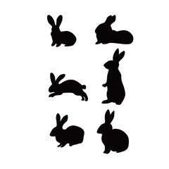 bunny silhouette. cute rabbit design illustration. Easter icon, sign and symbol.
