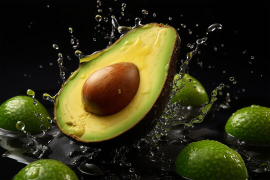 Avocado-Vielfalt - Ein erfrischendes Bild von Avocados, Avocadozweigen und dem gesunden, gr&uuml;nen Superfood, das Vielfalt und Frische verk&ouml;rpert