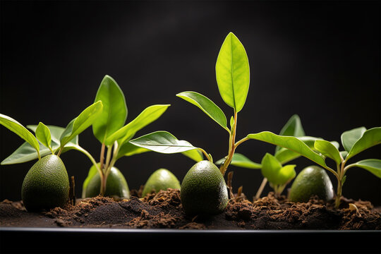 Avocado-Vielfalt - Ein erfrischendes Bild von Avocados, Avocadozweigen und dem gesunden, gr&uuml;nen Superfood, das Vielfalt und Frische verk&ouml;rpert