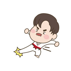 날라차기하는 태권도 소년 캐릭터