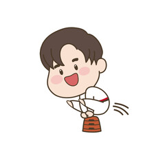 높이뛰기하는 태권도 소년 캐릭터