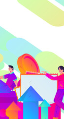 Internet financial management investment flat vector concept operation hand drawn illustration
