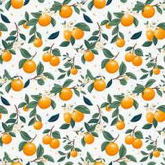 orange pattern and leaf seamless pattern background