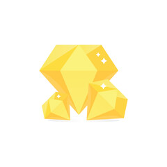Yellow diamond precious stone or gem Vector.