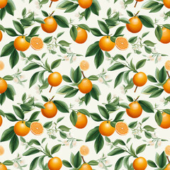 orange pattern and leaf seamless pattern background