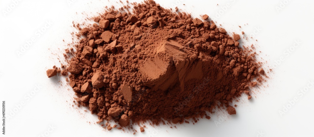 Aufkleber pile of cocoa powder isolated on white background top view flat lay. website header. creative banner