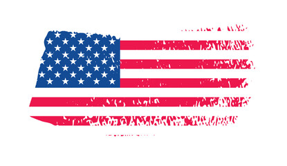 United States of America flag with watercolor paint brush strokes dirty texture or grunge texture design. Grunge US Flag brush stroke effect. USA flag brush paint use to 4 July American President Day.