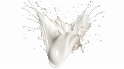 White milk splash isolated on white background. White liquid splash  - obrazy, fototapety, plakaty