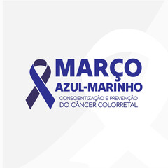 Banner in portuguese for composition Blue March prevention brazil - Campanha Março Marco Azul Marinho Cancer
