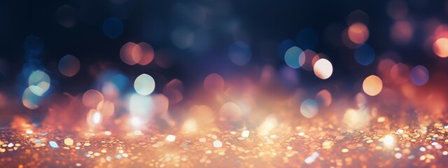 Enchanted Glittering Lights with Dreamy Bokeh Effect, banner, advertisements, as a background for special event announcements, invitations, New Year's or Christmas decorations - obrazy, fototapety, plakaty