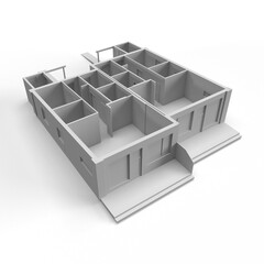 3d render of a house plan