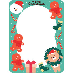 cute hand drawing frame with Christmas theme. cute frame design for card holder, photo card