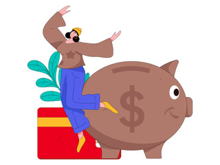 Internet financial management investment flat vector concept operation hand drawn illustration
