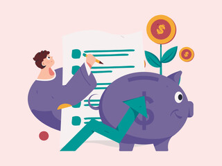 Fototapeta premium Internet financial management investment flat vector concept operation hand drawn illustration 