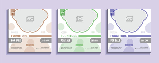 Modern furniture social media post design for sale, and web banner template to Instagram post.