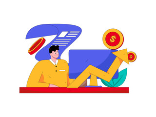 Internet financial management investment flat vector concept operation hand drawn illustration
