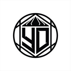 YD Letter Logo monogram hexagon slice crown sharp shield shape isolated circle abstract style design