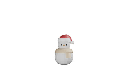 Little christmas snowman isolated on transparent background.