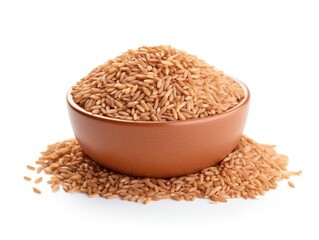 Brown rice isolated on white background