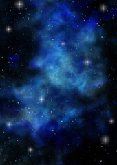 深い青いキラキラした宇宙
