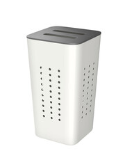 Empty plastic laundry basket on transparent background