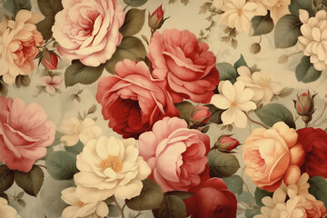 Vintage image of roses for background. Generative AI.
