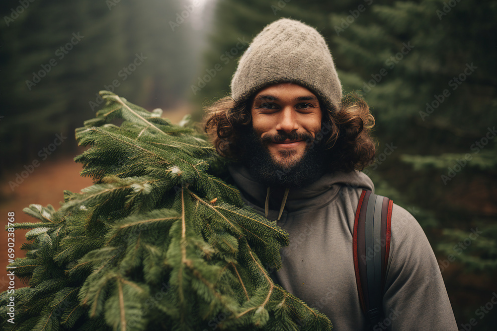 Canvas Prints Photo image of handsome cheerful man preparing new year holidays generative AI technology