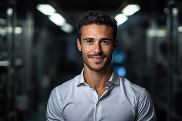 Obraz premium Young experienced businessman businesswoman it specialist programmer working with data Generative AI