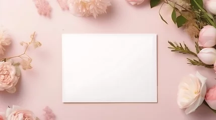 Fotobehang Branding stationery mockup scene, blank objects for placing your design. Hand made items for wedding invitations. Generative Ai © mahaart