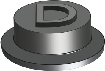 Push button up, D letter	
