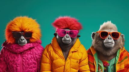 Fototapeta premium Fashion Forward Fido: Maltipoo Puppy in Trendy Outfits for Vibrant Ads