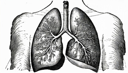 Pencil drawings reveal the complex structure of the Human Lung or Respirator System. Generative AI - obrazy, fototapety, plakaty