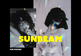 Retro Sunbeam Glints Poster Photo Effect Mockup
