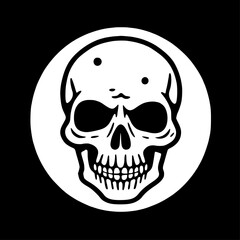 Fototapeta premium Skull - Black and White Isolated Icon - Vector illustration