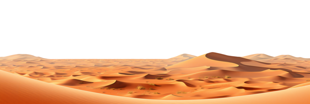 Desert sand dunes. desert landscape. Rolling sand dunes isolated on transparent