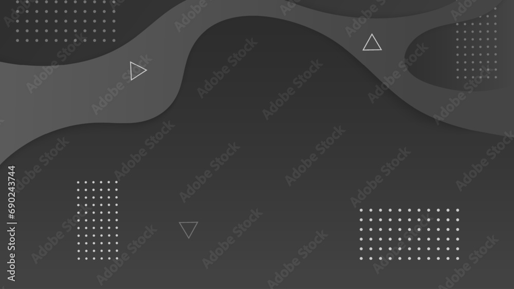 Poster grey wave abstract with triangle shapes and dots background. digital flowing banner with liquid geom