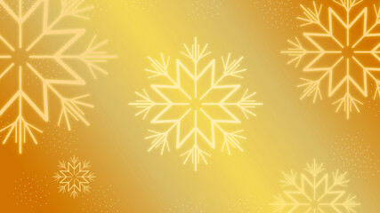 Fototapeta na wymiar Background web, landepage, en dorado con copos de nieve