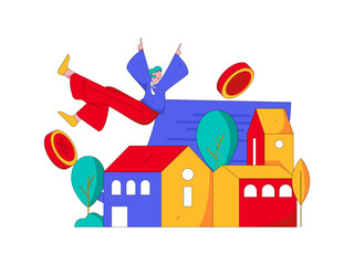 Fototapeta premium Home loan flat vector concept operation illustration 
