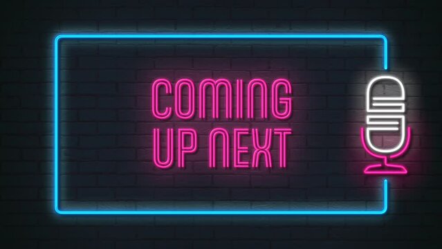 Coming Up Next Retro Neon Banner Loop