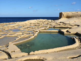 beach and sea gozo, place where salt is obtained