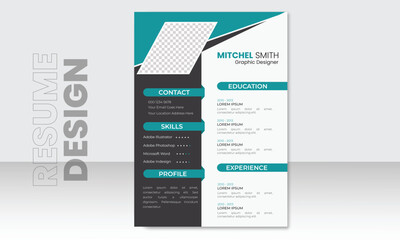 Clean Modern Resume and Cover Letter Layout Vector Template for Business Job Applications, Minimalist resume cv template.