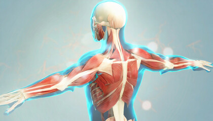 Visual Exploration of the Muscular System of Human Anatomy. Generative AI - obrazy, fototapety, plakaty