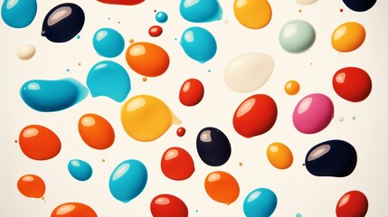 Fototapeta premium Colored drops of paint on a light background. Watercolor splash. Mixing Liquid paint. 