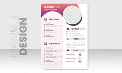 Resume design template, cv design, multipurpose resume design.