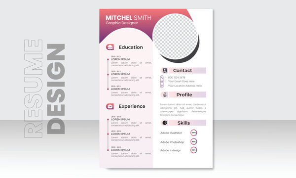 Resume design template, cv design, multipurpose resume design.